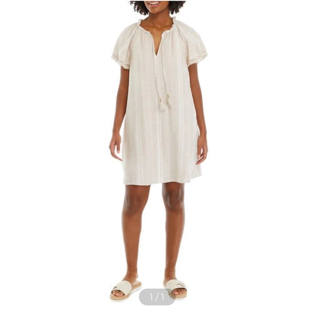 Cupio Cream Dress- Lined Linen Blend NWT - Large